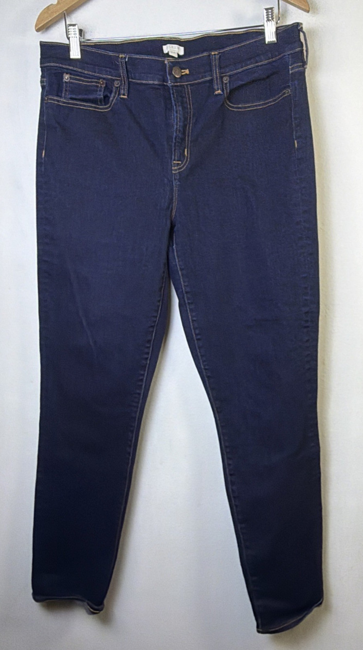 J Crew Mid-Rise Skinny Jeans Women Size 32 30 Blue Dark Wash Stretch Denim